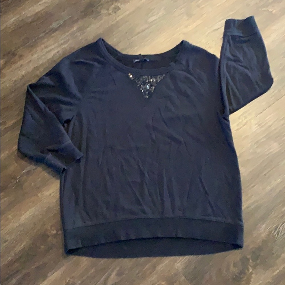 Chaus Sport 3/4 Sleeve Black Sweatshirt
